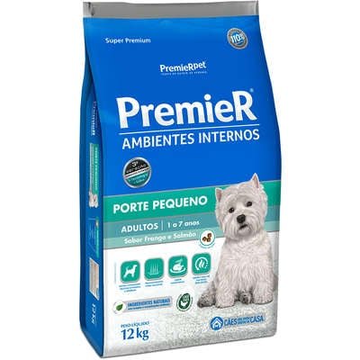 Ração Premier Pet Ambientes Internos Cães Adultos Frango e Salmão